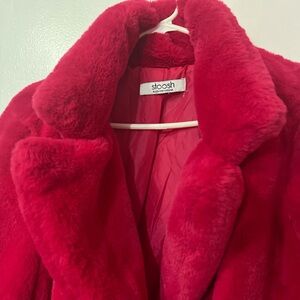 Stoosh Plush Faux Fur Women's Coat in Hot Pink